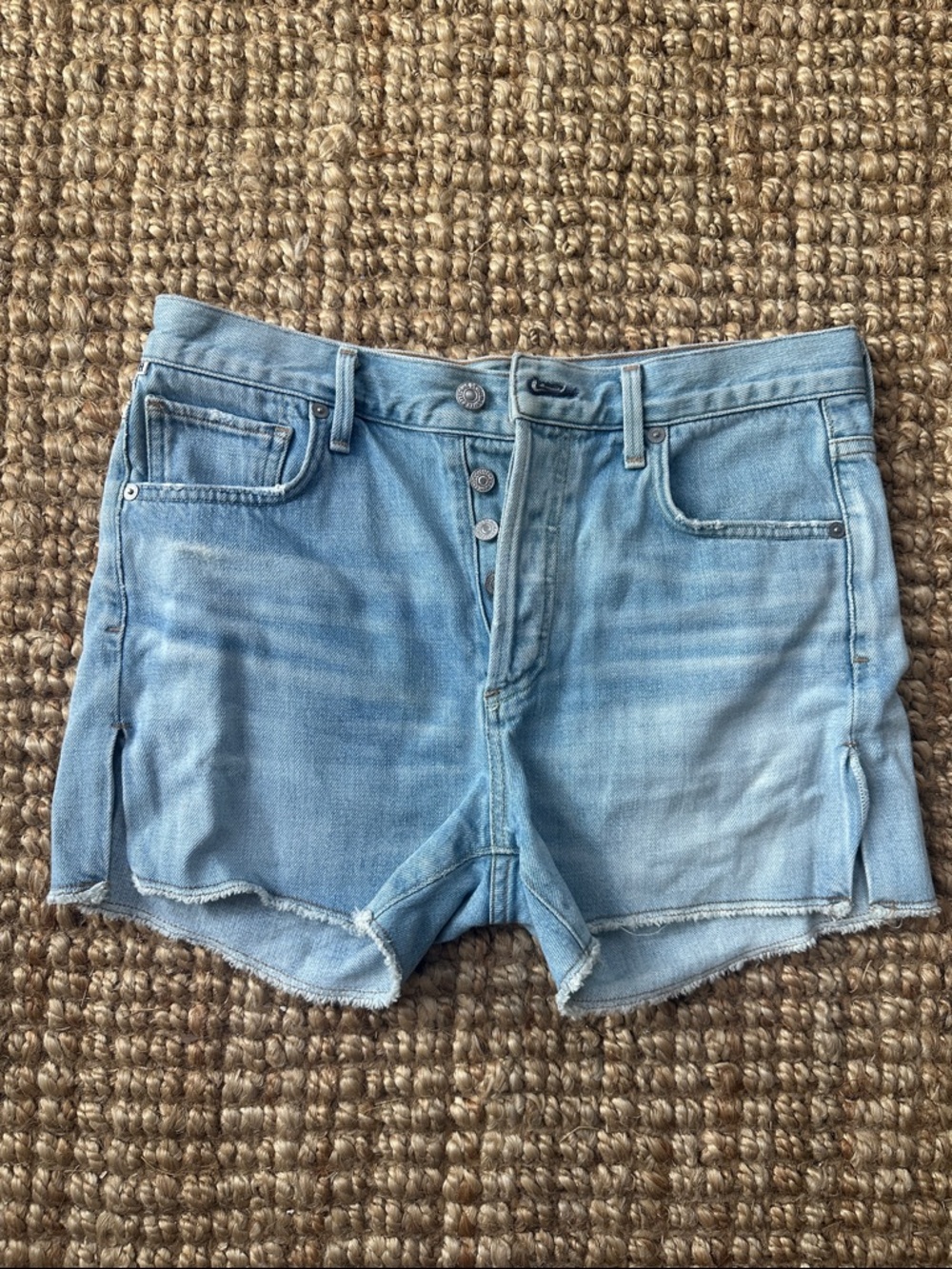 Citizens Of Humanity Light Wash Button-Fly Denim Cutoff Shorts